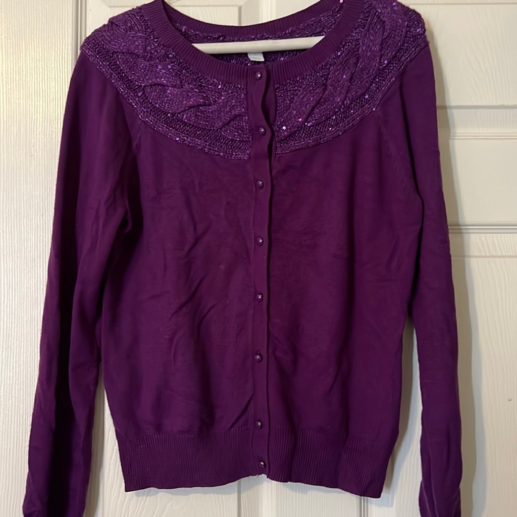 Purple Button Down Sequin Collar